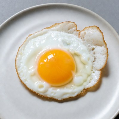 Fried Egg on White Plate