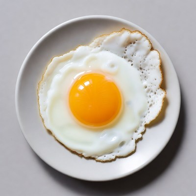 Fried Egg on White Plate