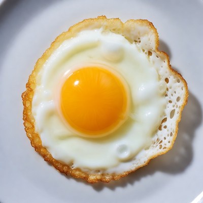 Fried Egg on White Plate