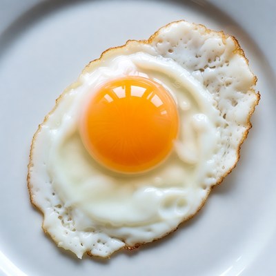 Fried Egg on White Plate
