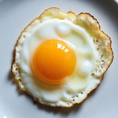 Fried Egg on White Plate
