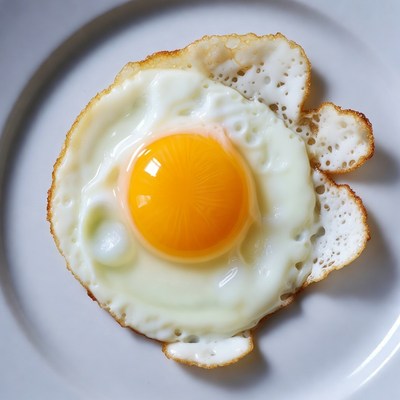 Sunny Side Up Egg on White Plate