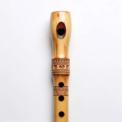 Wooden Bamboo Flute Isolated