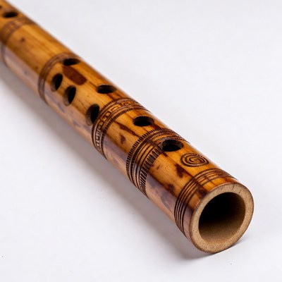 Bamboo Bansuri Flute on White Background