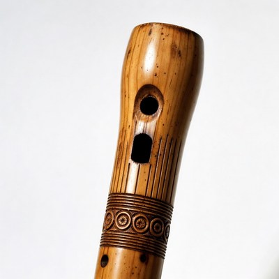 Wooden Bamboo Flute Closeup