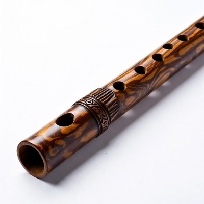 Bamboo Flute on White Background