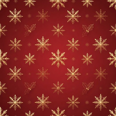Gold Snowflakes on Red Background