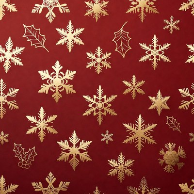 Gold Snowflakes on Red Background