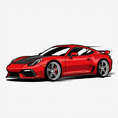 Red Porsche Sports Car Illustration