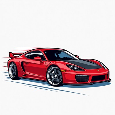 Red Porsche Sports Car Speeding