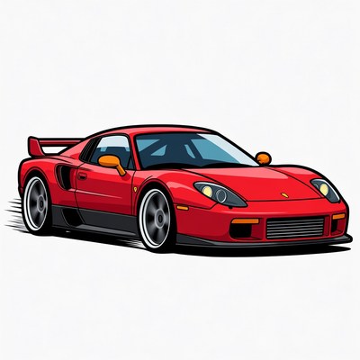 Red Ferrari F40 Sports Car Illustration
