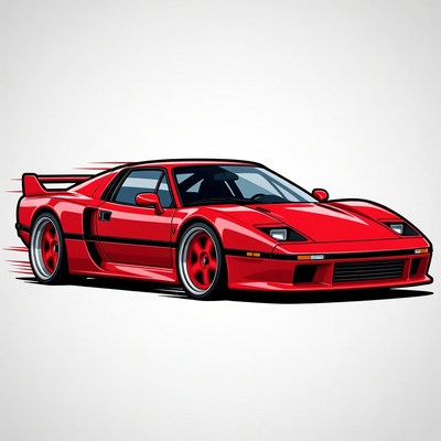 Red Ferrari F40 Sports Car Illustration