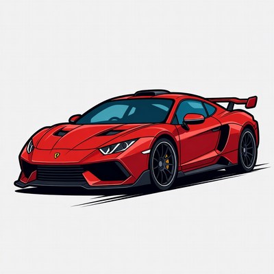 Red Lamborghini Huracan Performante Illustration