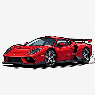 Red Porsche Supercar Speeding Illustration