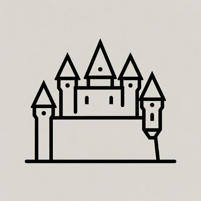 Line Art Castle Illustration