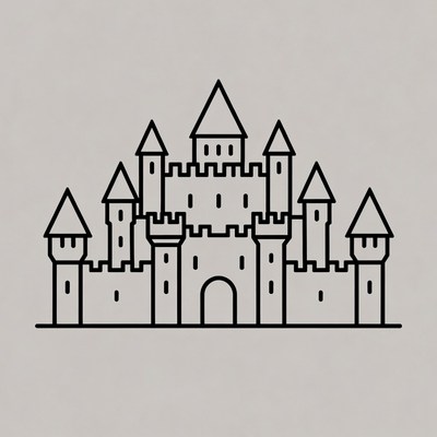 Line Art Castle Illustration