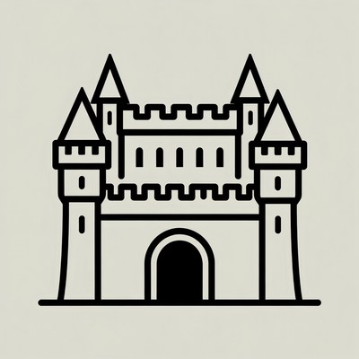 Line Art Castle Illustration