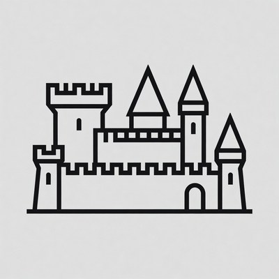 Line Art Castle Illustration