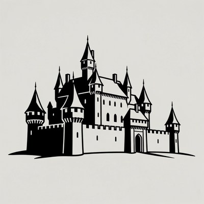 Silhouette Medieval Castle Illustration