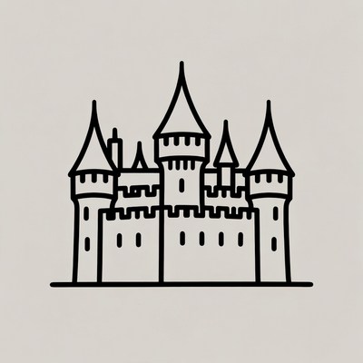 Line Art Castle Illustration