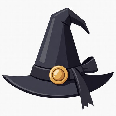 Black Witch Hat with Buckle