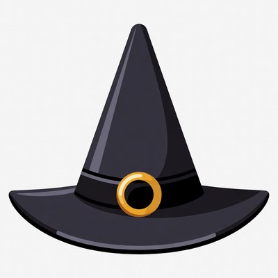 Black Witch Hat with Gold Buckle