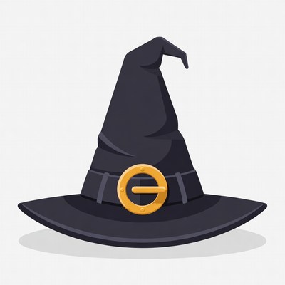 Black Witch Hat with Gold Buckle