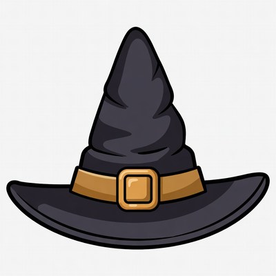 Cartoon Witch Hat with Buckle