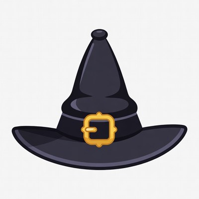 Black Witch Hat with Gold Buckle