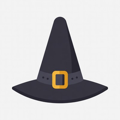 Black Witch Hat with Gold Buckle
