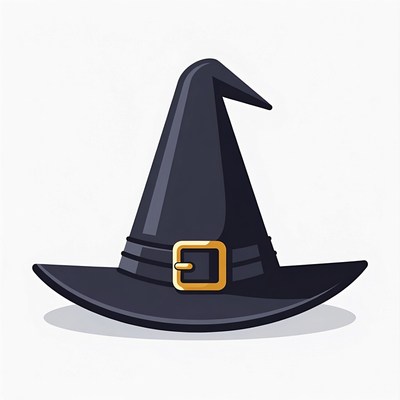 Black Witch Hat with Gold Buckle