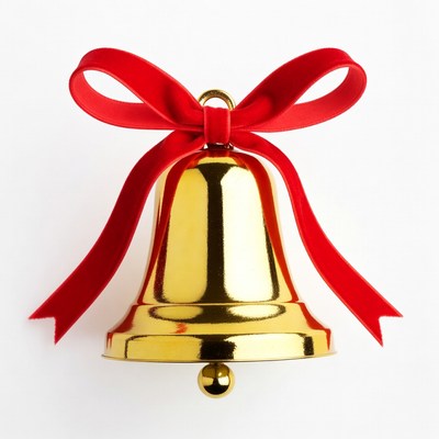 Golden Christmas Bell with Red Bow