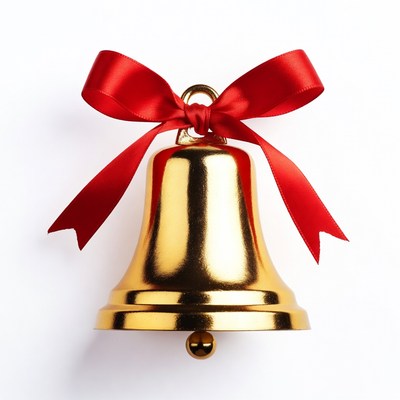 Golden Christmas Bell with Red Bow