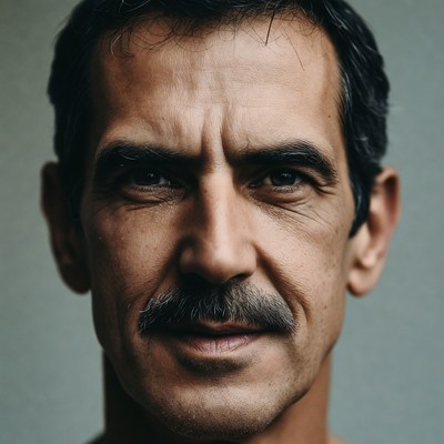 Man with thick mustache close-up