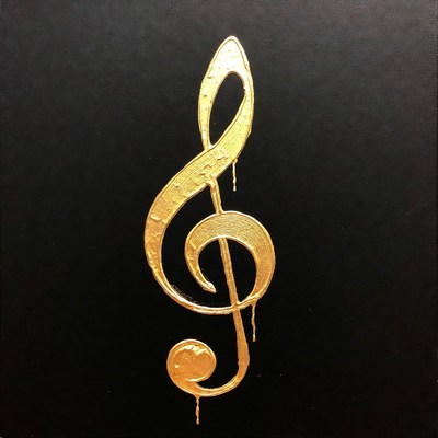 Gold Treble Clef on Black Background