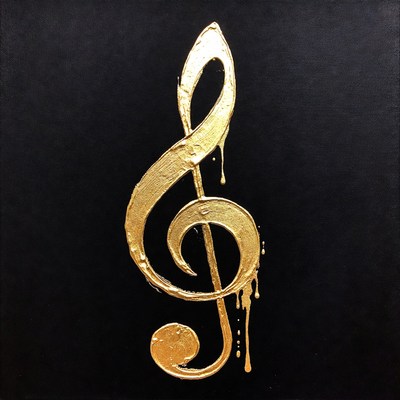 Gold Treble Clef on Black