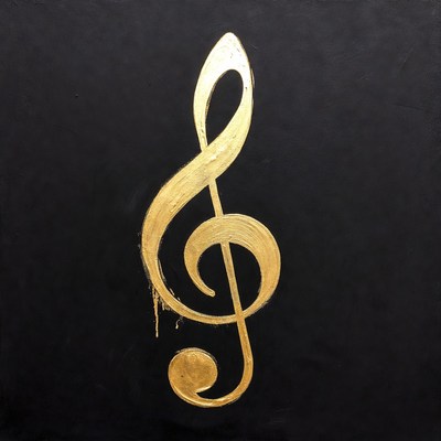 Golden Treble Clef on Black
