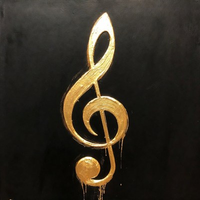 Gold Treble Clef on Black