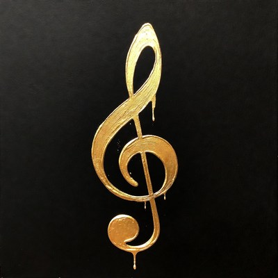 Gold Treble Clef on Black