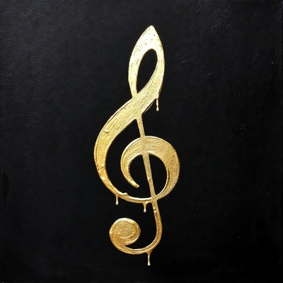 Golden Treble Clef Dripping on Black