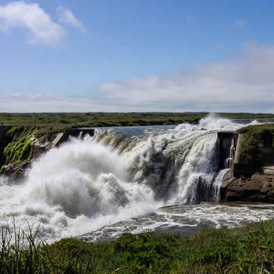 Waterfall over concrete dam