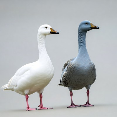 White and Gray Goose Pair