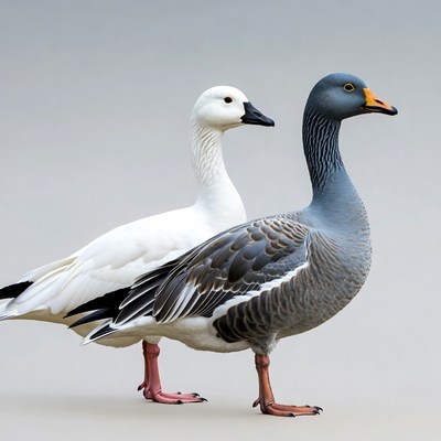 White and Gray Goose Pair Standing