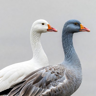 White and Gray Goose Pair