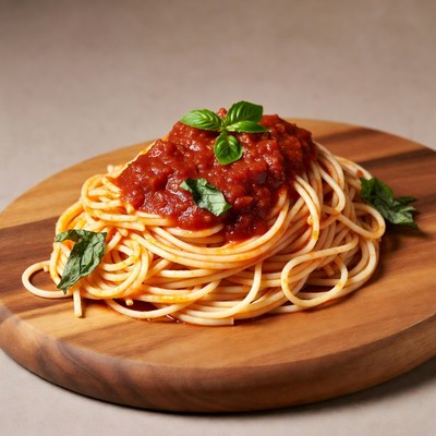Spaghetti with Tomato Sauce and Basil