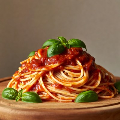 Spaghetti with Tomato Sauce and Basil