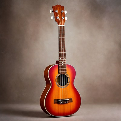 Reddish Ukulele on Gray Background