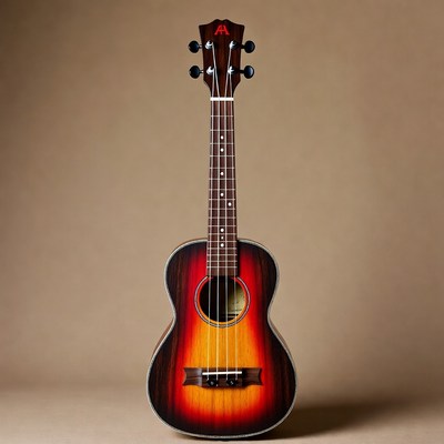 Reddish-brown acoustic ukulele