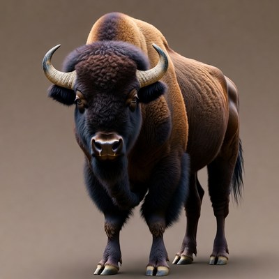 Majestic Bison Standing Front View