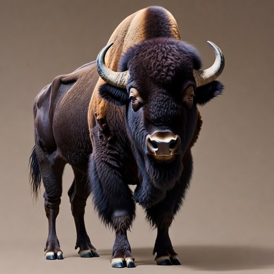 Majestic Bison Standing Front View
